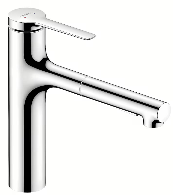 Chromowana bateria zlewozmywakowa Hansgrohe Zesis 160 z wyciąganą wylewką z przełączaniem dwóch strumieni