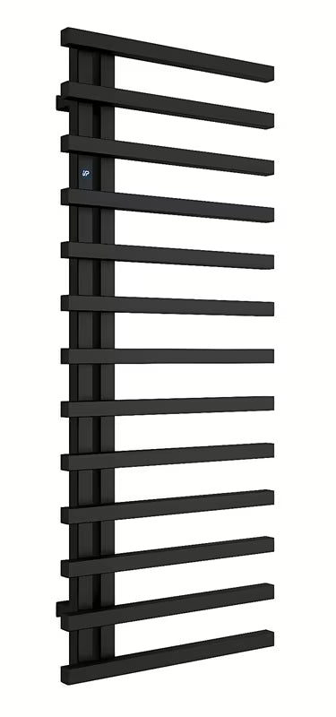 Kombinowany łazienkowy grzejnik łazienkowy Hopa Darvel 123x50 cm w kolorze czarnym matowym z ryflowanym frontem.