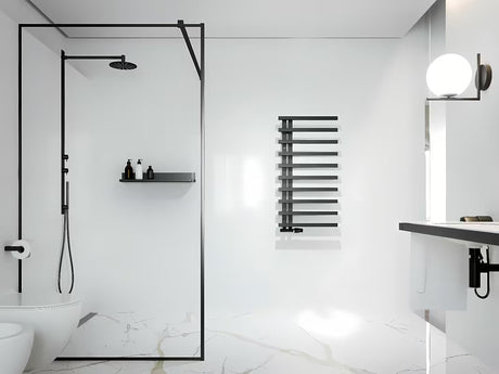Biały połysk kombinowany łazienkowy grzejnik łazienkowy Hopa Darvel 173x60 cm z ryflowanym frontem
