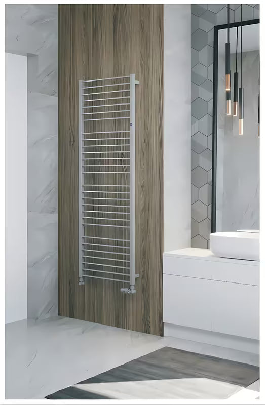 Kombinowany łazienkowy grzejnik łazienkowy Hopa Piko 63x152,9 cm w kolorze biały połysk z ryflowanym frontem