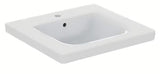 Wiszące ceramiczna umywalka Ideal Standard Connect Freedom 60x55,5 cm w kolorze białym z otworem pro na baterię pośrodku.