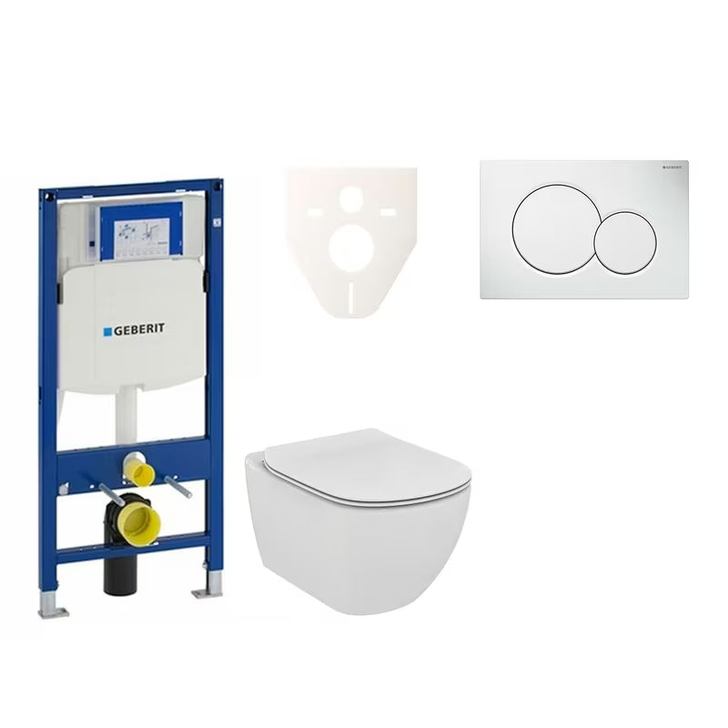 Zestaw WC podtynkowy Ideal Standard Tesi z modułem Geberit Duofix i przyciskiem Sigma 01 w kolorze białym