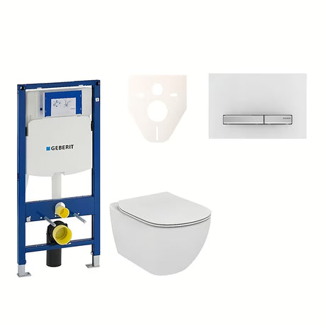 Zestaw WC podtynkowy Ideal Standard Tesi z modułem Geberit Duofix i przyciskiem Sigma 50 w kolorze alpejskiej bieli