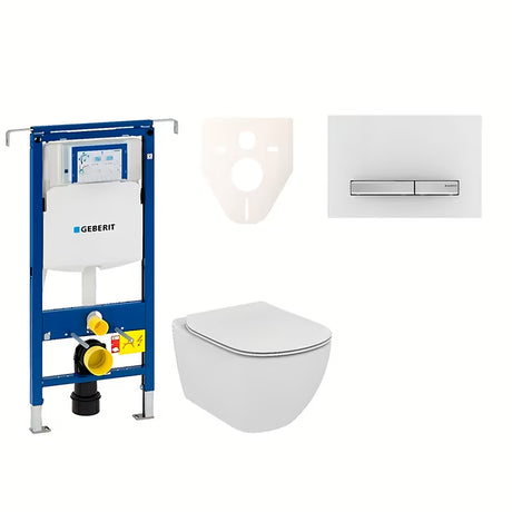 Zestaw WC podtynkowy Ideal Standard Tesi z modułem Geberit Duofix, przyciskiem Sigma 50 i wkładką wygłuszającą