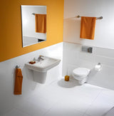 Biała wiszące ceramiczna umywalka Ideal Standard Eurovit 60x46 cm z otworem pro baterię pośrodku.