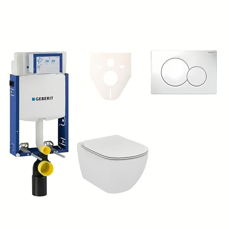 Zestaw WC podtynkowy Ideal Standard Tesi z modułem Geberit Kombifix i przyciskiem Sigma 01 w kolorze białym
