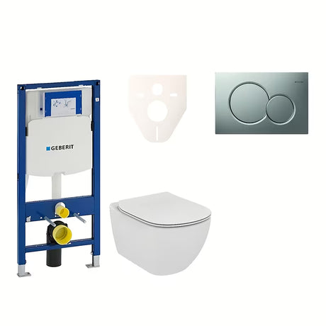 Zestaw WC podtynkowy Ideal Standard Tesi z modułem Geberit Duofix i przyciskiem Sigma 01 chrom mat