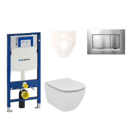 Zestaw WC podtynkowy Ideal Standard Tesi z modułem Geberit Duofix, przyciskiem Sigma 30 i matą wygłuszającą