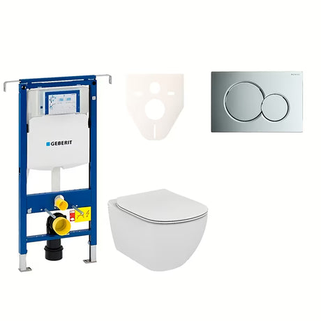 Zestaw WC podtynkowy Ideal Standard Tesi z modułem Geberit Duofix i przyciskiem Sigma 01 w chromie