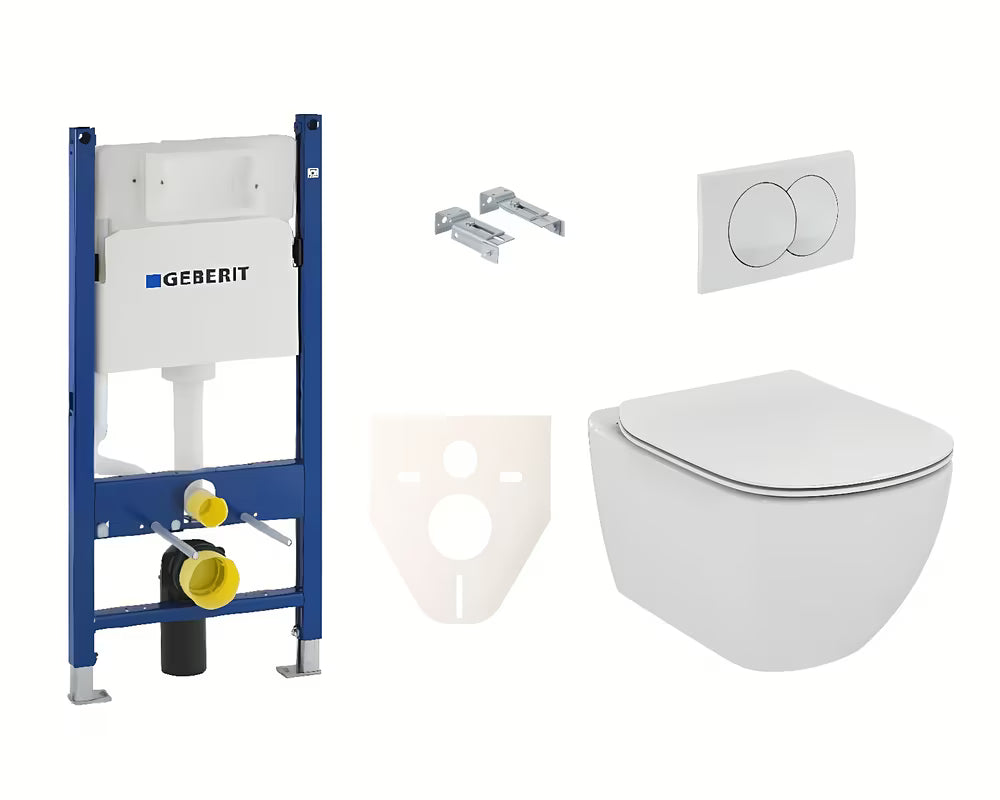 Zestaw WC podtynkowy Ideal Standard Tesi z modułem Geberit Duofix i białym przyciskiem Delta 20