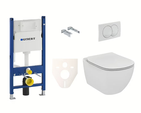 Zestaw WC podtynkowy Ideal Standard Tesi z modułem Geberit Duofix i białym przyciskiem Delta 20