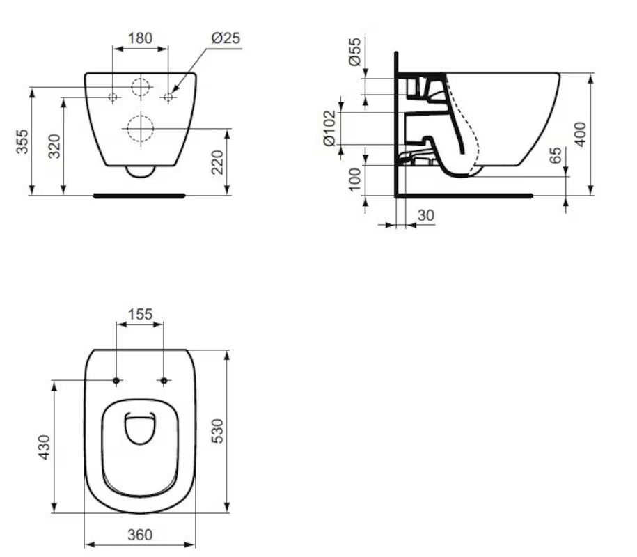 Białe miska WC wisząca Ideal Standard Tesi z technologią AquaBlade i deską soft Close