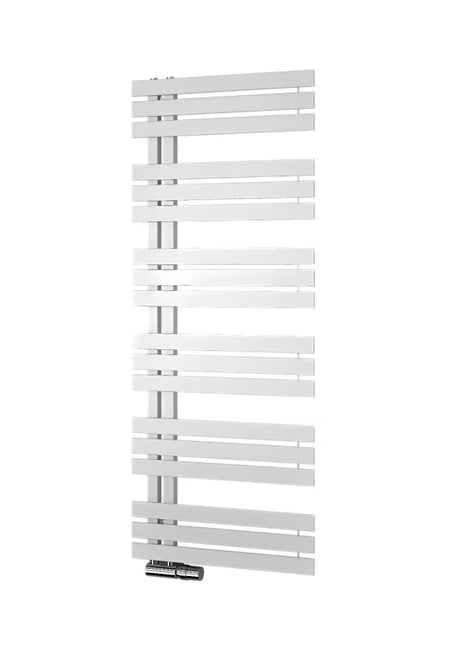 Biały grzejnik łazienkowy Isan Miro 124x50 cm z gładkich profili stalowych do centralnego ogrzewania