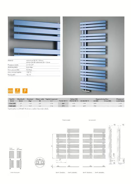 Biały grzejnik łazienkowy Isan Miro 60x150 cm z gładkich profili stalowych do centralnego ogrzewania