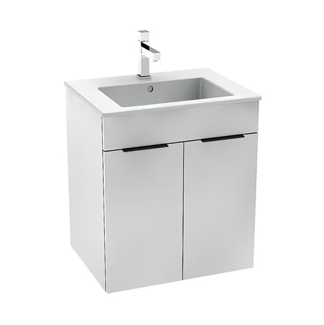 Biała szafka wisząca Jika Cube z umywalką ceramiczną 54x43x60,7 cm z soft Close