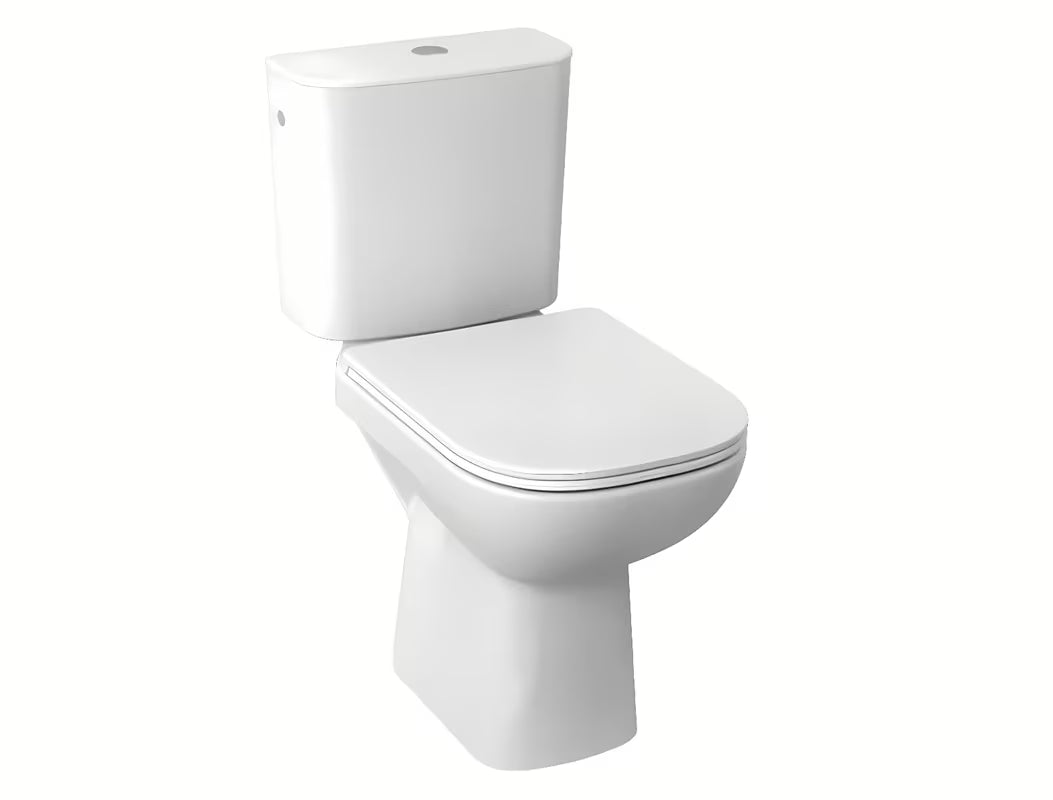 Biały stojący kompakt WC Jika Deep z odpływem pionowym i doprowadzeniem wody od dołu