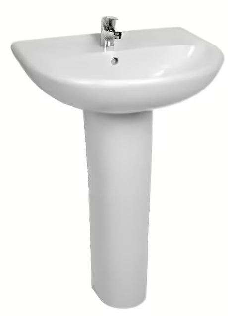 Biały postument do umywalki Jika Lyra Plus pro do osłonięcia przyłączy wodnych i estetycznego wyglądu łazienki.