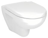 Biała miska WC wisząca Jika Lyra Plus z otwartym kołnierzem spłukującym i gładką ceramiczną powierzchnią.