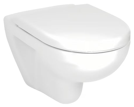 Biała miska WC wisząca Jika Lyra Plus z otwartym kołnierzem spłukującym i gładką ceramiczną powierzchnią.