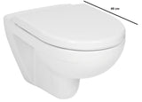 Miska WC Wisząca Jika Lyra Plus z białej ceramiki z oszczędnym spłukiwaniem DualFlush i odpływem poziomym.