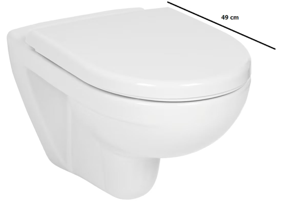 Miska WC Wisząca Jika Lyra Plus z białej ceramiki z oszczędnym spłukiwaniem DualFlush i odpływem poziomym.