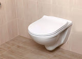 Miska WC Wisząca Jika Lyra Plus z białej ceramiki z oszczędnym spłukiwaniem DualFlush i odpływem poziomym.