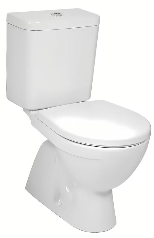 Białe KOMPAKT wc Jika Lyra Plus z odpływem pionowym i lejowym spłukiwaniem 3/6 l