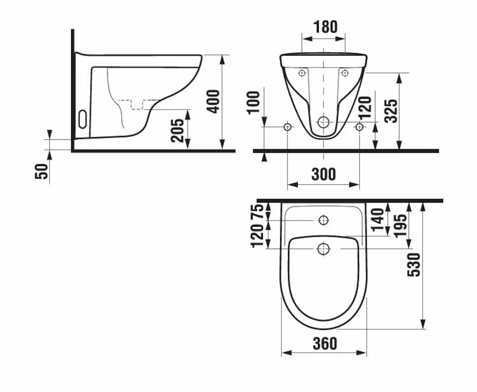 Biała wiszący bidet Jika Lyra Plus z otworem na pro baterię