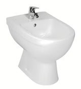 Biały stojący bidet Jika Lyra Plus o zaokrąglonym ceramicznym wzornictwie