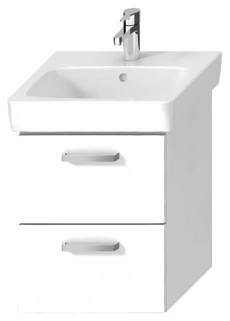 Biała wisząca szafka pod umywalkę Jika Lyra Plus Viva 44x40,1x55 cm z połyskiem na frontach