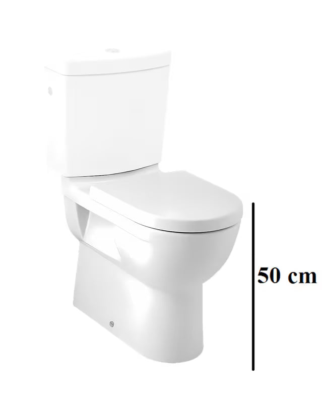 Biała miska WC kompakt MISKA wc Jika Mio z lejowym spłukiwaniem i odpływem Vario, bez spłuczki i deski.