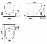Wiszący bidet Jika Mio-N w kolorze białym z otworem pro baterię i z wewnętrznym doprowadzeniem wody