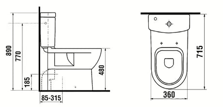 Biały KOMPAKT wc Jika Mio z odpływem VARIO i oszczędnym spłukiwaniem 3/6 l