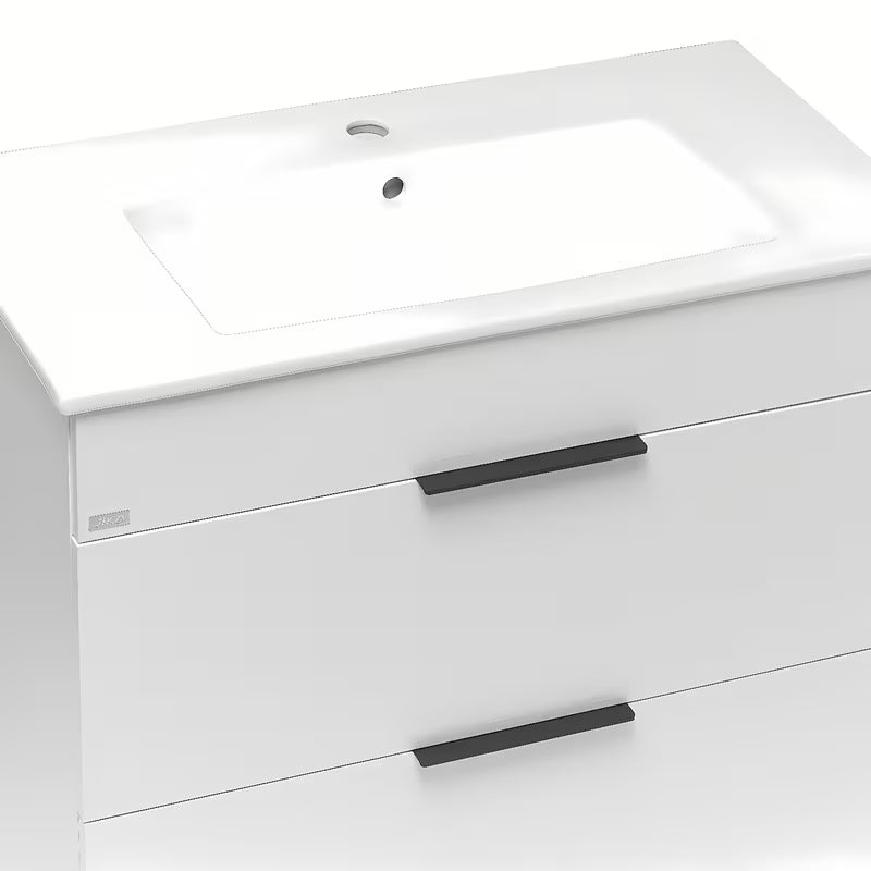 Wisząca biała szafka z umywalką ceramiczną Jika Plan z szufladami z pełnym wysuwem