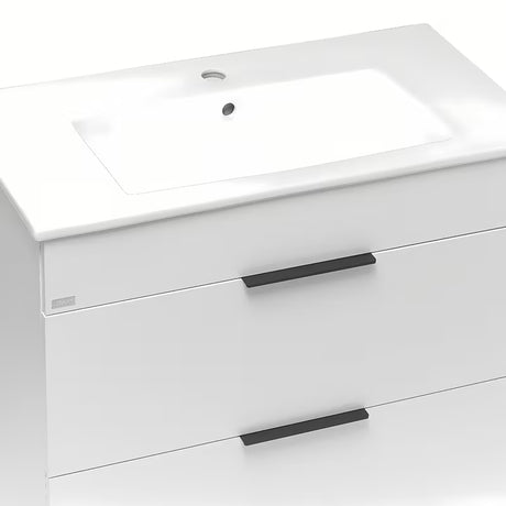 Wisząca biała szafka z umywalką ceramiczną Jika Plan z szufladami z pełnym wysuwem