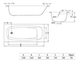 Wanna prostokątna Jika Siena Plus 170x70 cm ze stali emaliowanej, z możliwością montażu w wersji lewej lub prawej