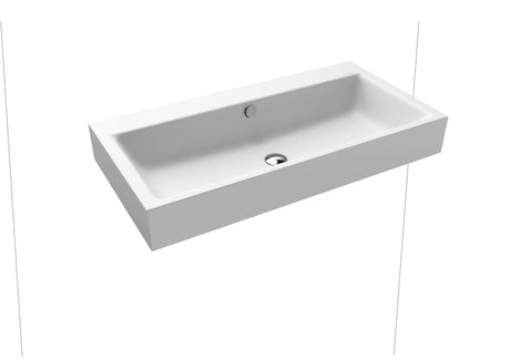 Umywalka wisząca Kaldewei Puro 90x46 cm ze stali emaliowanej w kolorze alpejska biel, bez otworu na baterię.