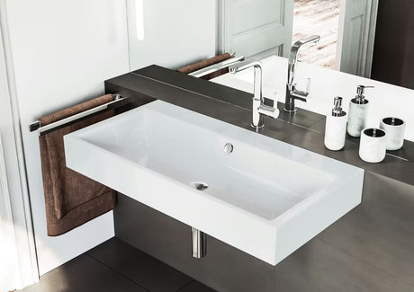 Umywalka wisząca Kaldewei Puro 90x46 cm ze stali emaliowanej w kolorze alpejska biel, bez otworu na baterię.