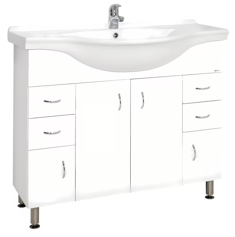 Biała szafka łazienkowa Keramia Pro s z ceramiczną umywalką