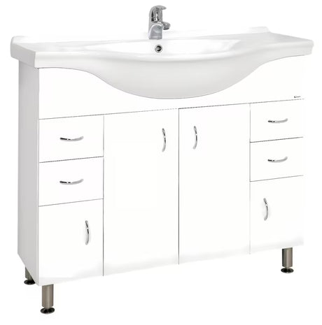 Biała szafka łazienkowa Keramia Pro s z ceramiczną umywalką