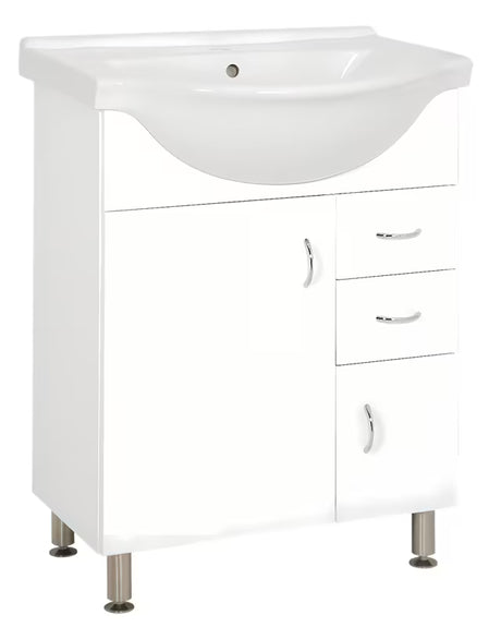 Biała szafka łazienkowa Keramia Pro s z ceramiczną umywalką