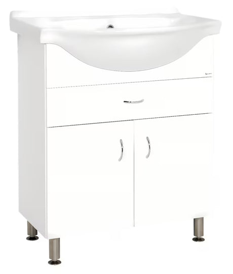 Keramia Pro szafka łazienkowa z ceramiczną umywalką 70x56x85 cm w białym połysku, z nóżkami