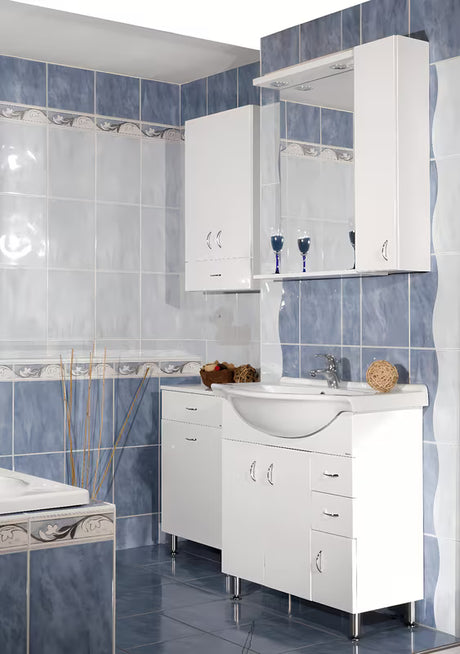 Biała szafka łazienkowa Keramia Pro s z ceramiczną umywalką