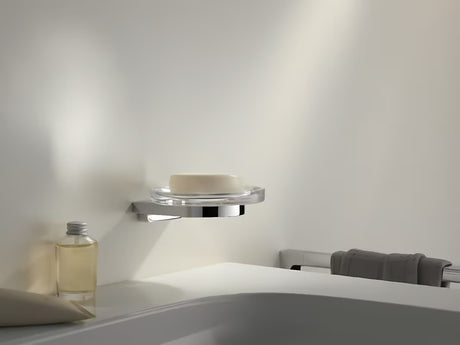 Chromowany ścienna mydelniczka Keuco Moll z wyjmowaną szklaną miseczką