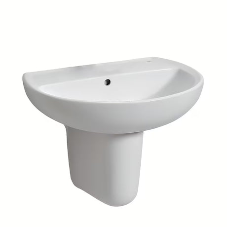 Biała wiszące ceramiczna umywalka Kolo Rekord o owalnym kształcie, z przelewem i bez otworu na baterię