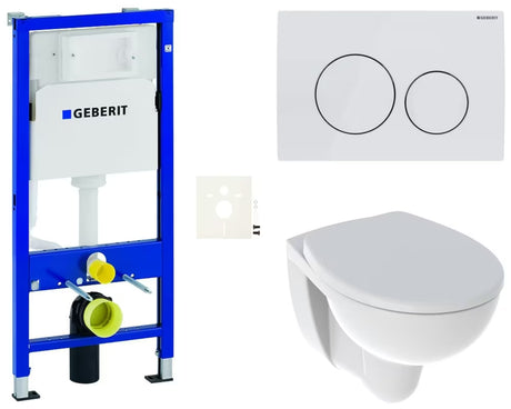 Zestaw WC podtynkowy Kolo Rekord z miską Rimfree, modułem Geberit Duofix i białym przyciskiem spłukującym Delta