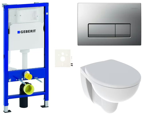 Zestaw WC podtynkowy Kolo Rekord z modułem Geberit Duofix, deską soft Close i przyciskiem w matowym chromie.