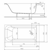 Akrylowa wanna prostokątna Kolo Rekord 140 x 70 cm, możliwość montażu w wersji lewej i prawej
