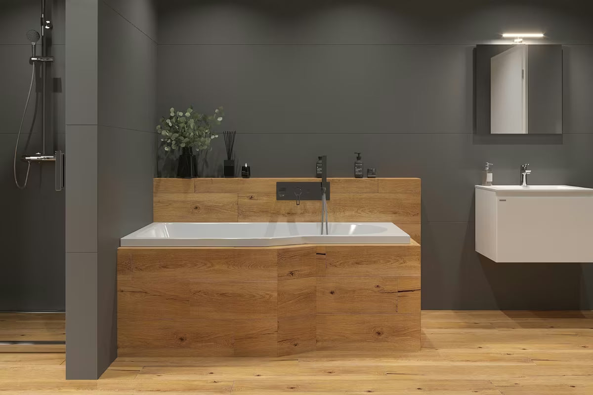 Laguna Beáta Plus asymetryczna wanna narożna prawa 160x80 cm z lanego akrylu PMMA z błyszczącą powierzchnią