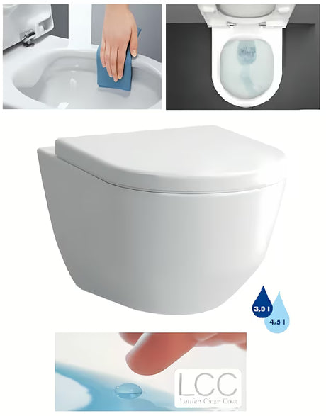 Biała bezkołnierzowa wiszące MISKA wc Laufen Pro z ukrytym mocowaniem EasyFit i powłoką Laufen Clean Coat.